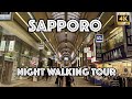 Sapporo, Hokkaido Night Walking Tour then came the Rain : Japan Fall 2024 Series [4K]
