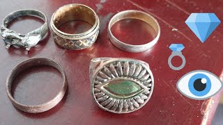 Vários anéis e alianças encontradas na praça#detectorismo#detectorismoraiz#metaldetecting#treasure