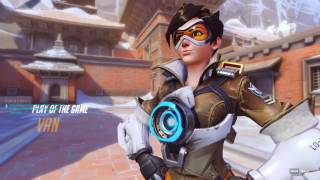 Overwatch BETA Quadruple Kill and Team Kill - Tracer
