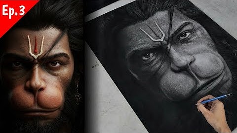 How To Draw Realistic Hanuman JI Shading , Step By Step Easy Tutorial 😍 | Realistic Hanuman Drawing3