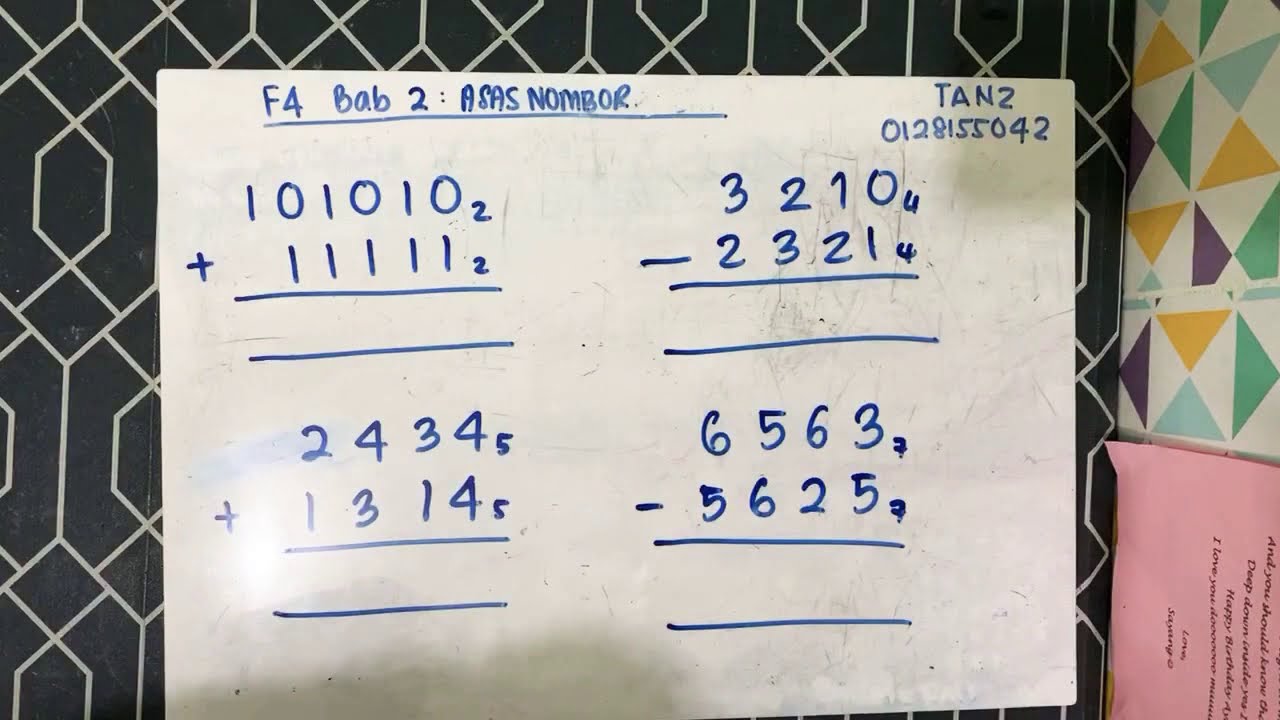 Matematik Tingkatan 4 Kssm Bab 2 Tambah Tolak Asas Nombor Youtube