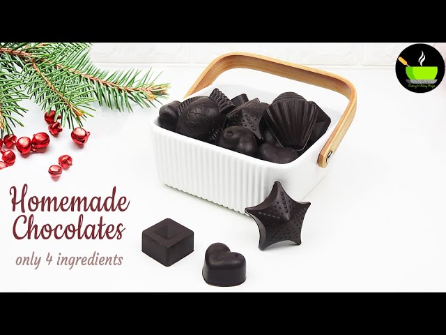 Homemade Chocolate Recipe | How To Make Chocolates At Home | 4 ingredients Homemade Chocolate Recipe | She Cooks