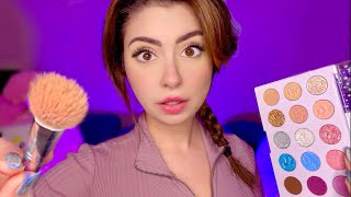 ASMR FAST \& Aggressive Doing Your Makeup 🌸 Layered Sounds, Roleplay, Personal Attention, CHAOTIC