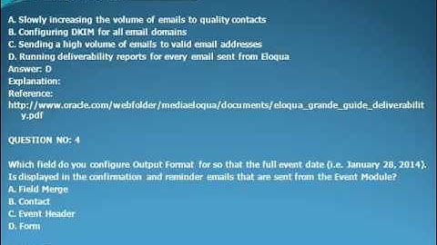 1Z0-412 Oracle Eloqua and Oracle Content Marketing Cloud Service 2013 Implementation Essentials