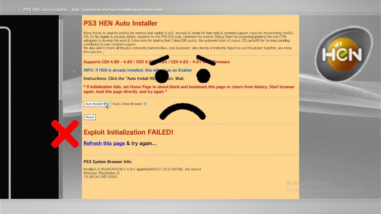 Solución "Exploit initialization FAILED!" ( Facil y rápido) Auto HEN