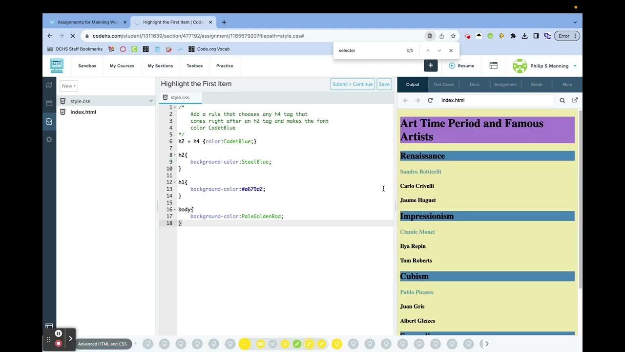CodeHS (Monet) Web Design | Unit 5 Lesson 7 Combining Selectors - YouTube