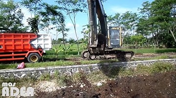 Volvo Excavator Loading Mud to Isuzu Elf DumpTruck