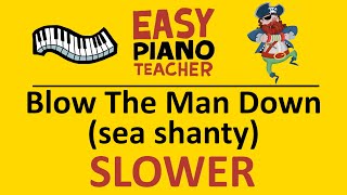 Blow The Man Down SLOW piano tutorial: EASY keyboard song (sea shanty) &amp; note names #EPT 🎹