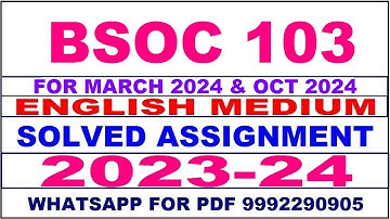 bsoc 103 solved assignment 2023-24 | bsoc 103 solved assignment in english 2024 | bsoc 103 2024