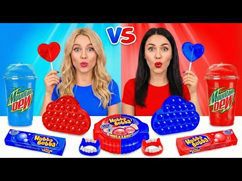 🔴 Red Food VS Blue Food Challenge! | One-Color Battle 💙 | 123 GO!