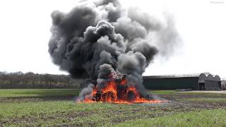 Tractor uitgebrand bij Tiendeveen 10-4-2020(4K)