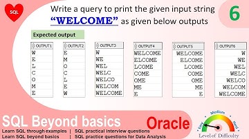 Oracle sql practice exercise with solution | SQL query to print string in row of characters |PYRAMID