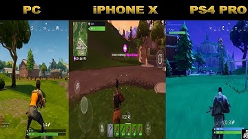 FORTNITE - PC vs iPHONE X vs PS4 PRO - SIDE BY SIDE / LADO A LADO 2018