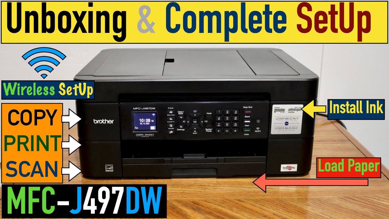 Brother MFC-J497DW SetUp, Unboxing, Wireless SetUp Windows Copy, Wireless Print & Scan, Review. - YouTube