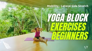 Lateral Side Stretch - Yoga Block Exercises For Beginners 1/7
