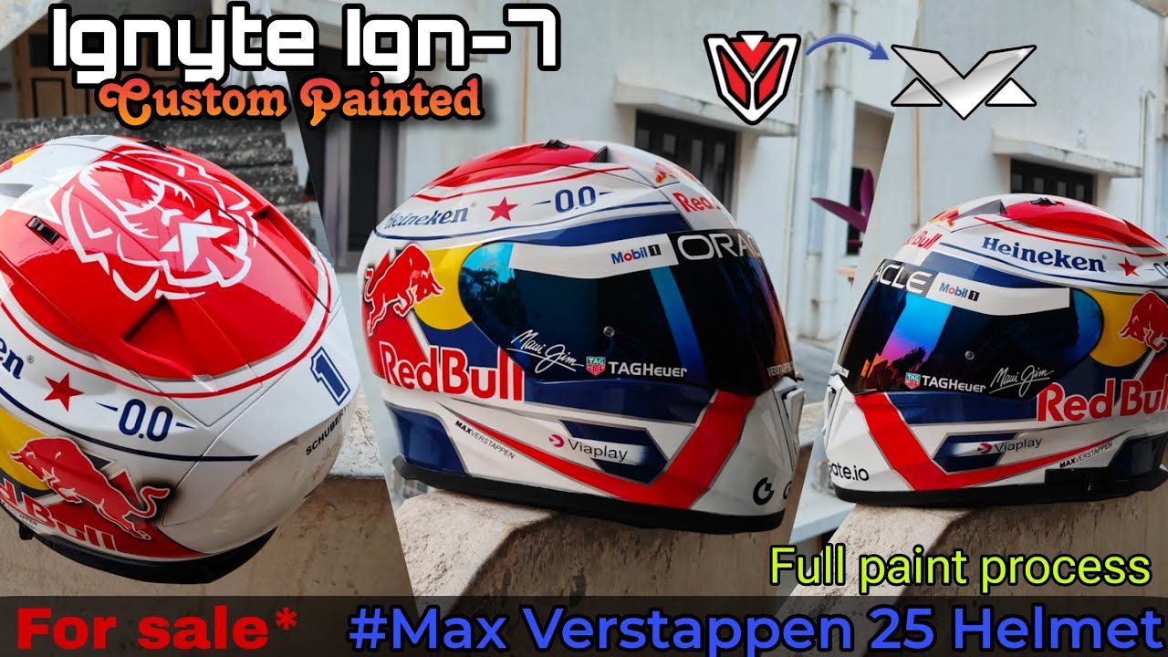 Converting Ignyte ign7 into Max Verstappen's 2025 helmet Airbrush in india | GJ05 |