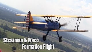 Stearman and Waco Formation Flight Mid America Flight Museum