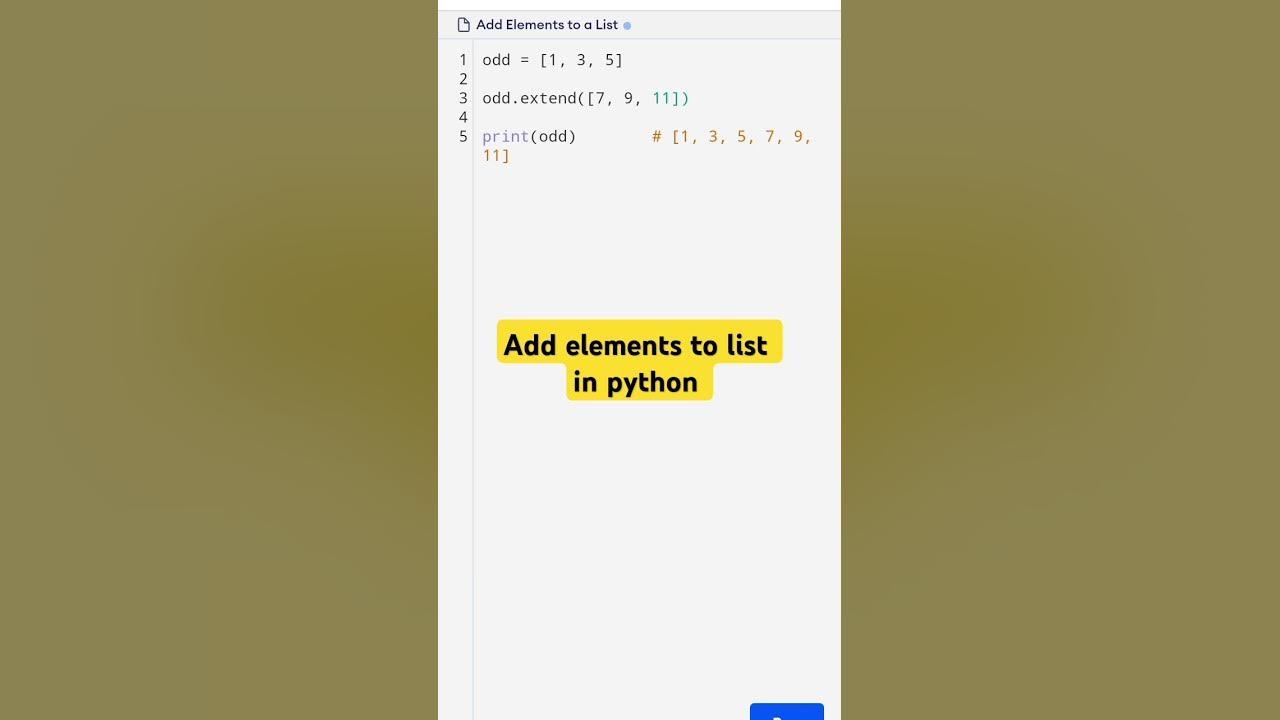 Add elements to a list in python @ctutorialbynaziasohail - YouTube