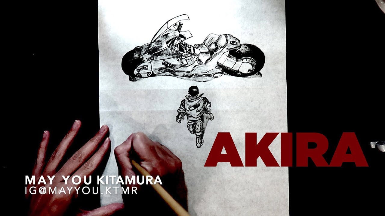 Akira Japanese Ink Drawing Sumie 墨絵でアキラ描いてみた