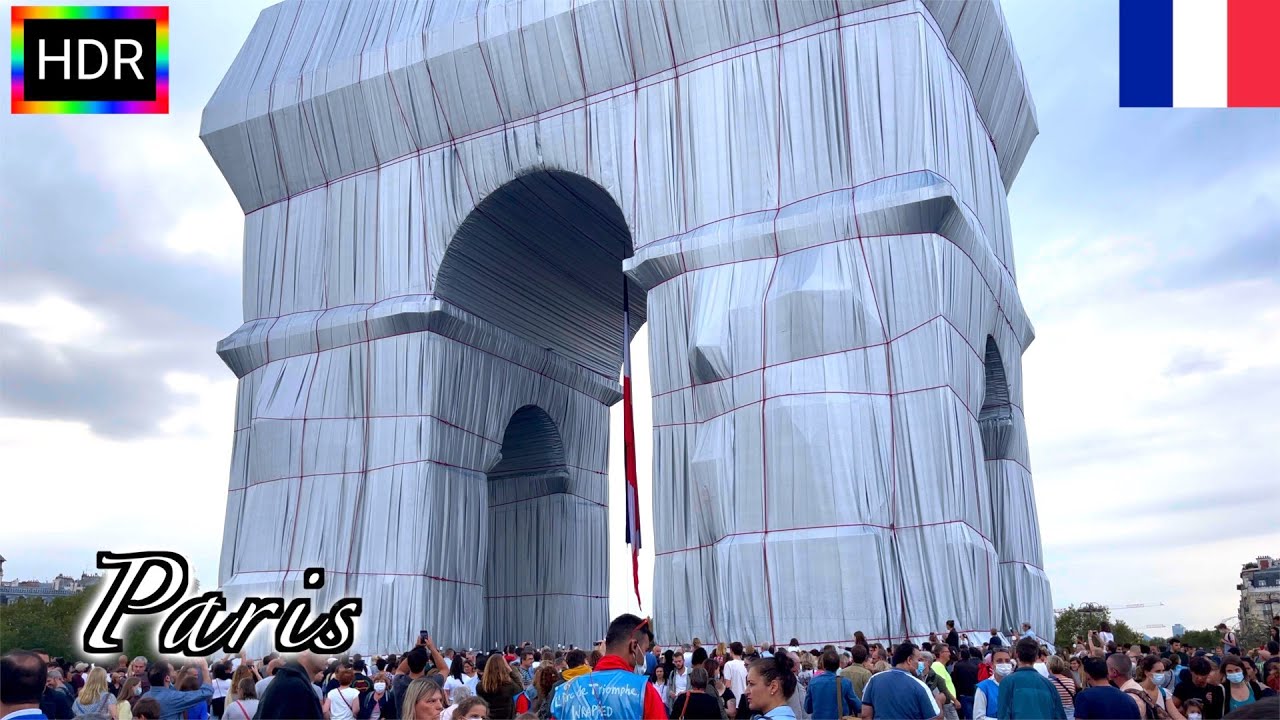 🇫🇷【HDR 4K】Paris Autumn Walk - Arc de Triomphe Wrapped In Fabric (September, 2021)