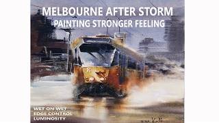 Luminous Atmospheric Watercolour Painting Melbourne After Storm by Nina Volk