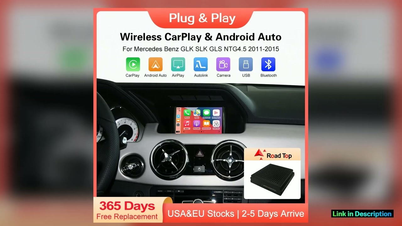Wireless Carplay for Mercedes Benz GLK SLK GLS NTG45 Plug And Play with Android Auto Airplay