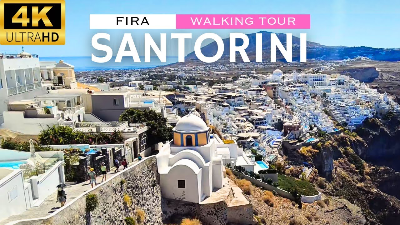 Fira Walking Tour | Santorini, Greece [4K]