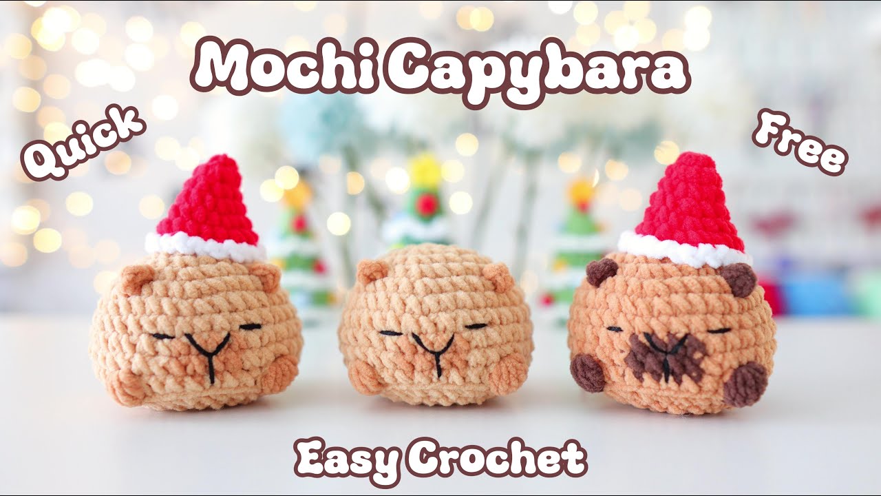 Kumoamu Rabbit How To Crochet Mochi Capybara with Santa Hat🎅🏻Easy Crochet Christmas ...