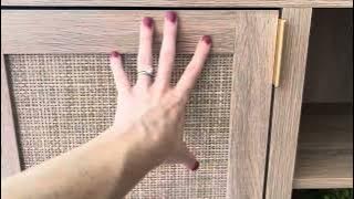 Walker Edison Adelaide Coastal Rattan Door TV Stand for TVs up to 60 Inches, 58 Inch, Driftwood Revi