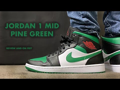 air jordan 1 mid green toe on feet