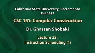 Compilers Lecture 32: Instruction Scheduling (1)