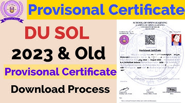 SOL DU Provisional Certificate | How To Download SOL DU Provisional Certificate 2023
