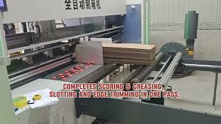 IBOX Fully Automatic Boxmaker｜One Pass Finish Scoring, Slotting & Trimming, No Cutting Dies Needed.
