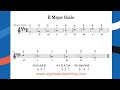 E Major Scale with left hand chords/srgm easylearning.