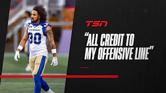 'All credit to my offensive line': Oliveira on his impressive showing against Calgary thumbnail