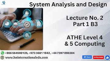 System Analysis and Design Lecture No. 02 Part 1 B3 ATHE Level 4 & 5 Computing