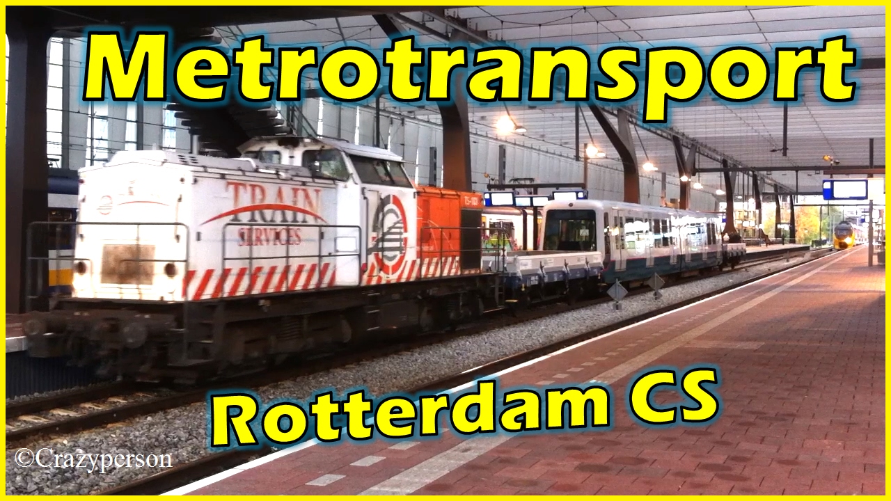 TS trein loc + RET metrorijtuig 5413 transport door Rotterdam CS!