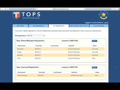 DPS Texas Online Private Security (TOPS) | My Registrations