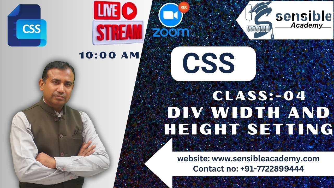 CSS Class - 4, Div width and height setting🔴Live - YouTube