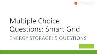 Smart Grid Multiple Choice Questions: Energy Storage