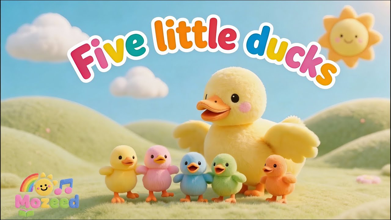 Five Little Ducks | Cute Plush Duck Song for Kids | Mozeed