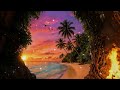 Gentle Piano and Ocean Waves with Fireplace 🌊 Cozy Night Ambience for Sleep and Study