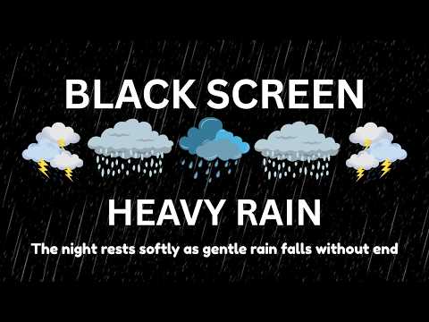 Gentle Rain & Low Thunder at Night | BLACK SCREEN | Peaceful Sleep Aid