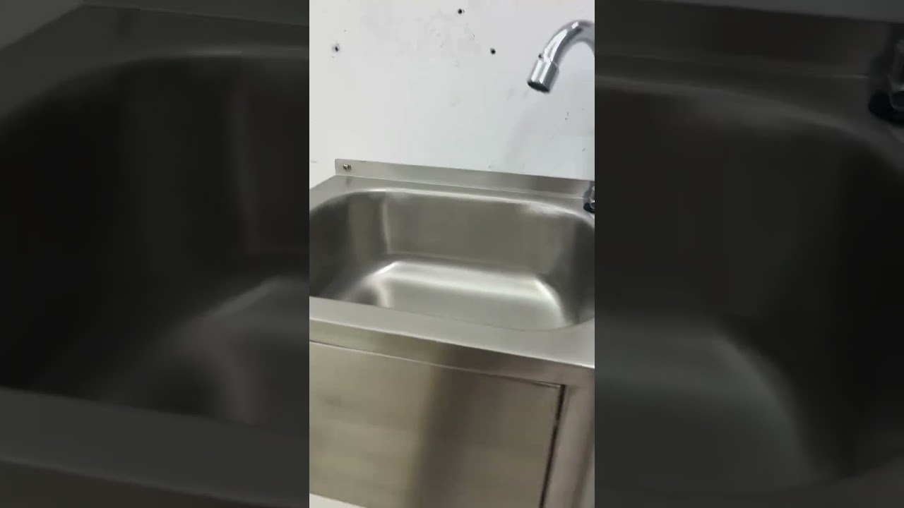 Stainless steel knee operated wash basin with hot and cold mixer