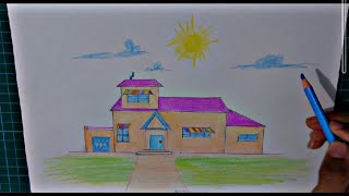 how to draw an Oggy house for kids, easy drawing