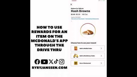 How to use rewards for an item on the McDonald