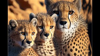 Mother Cheetah and Cubs make a kill