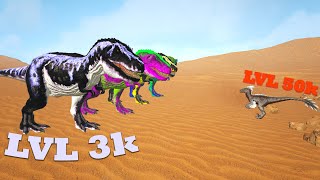 ALPHA Raptor lvl 50k VS 4 Rexes lvl 3k - #Shorts