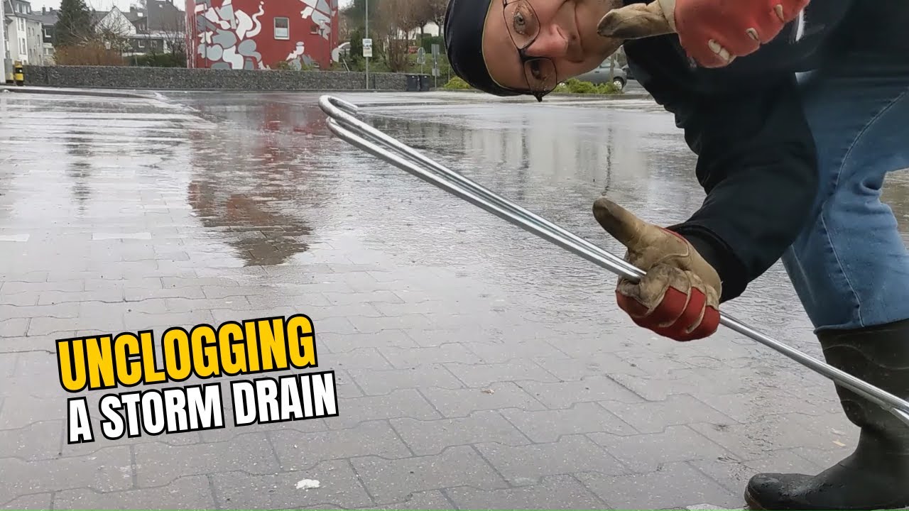 #034 Unclogging a storm drain after rain in Germany - YouTube