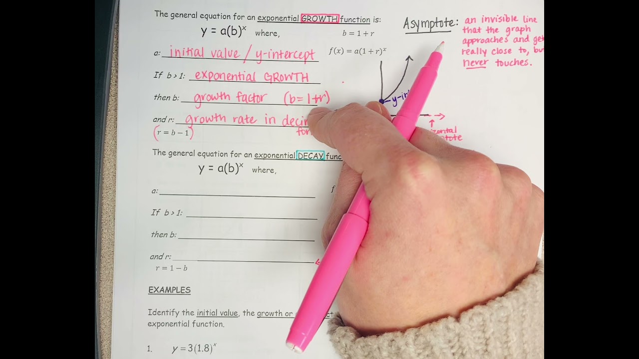 Unit 11: Video #1 - Interpreting the Meaning of a and b in y=a(b)^x ...